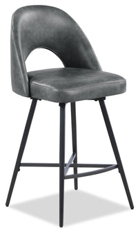  Tabouret Bay de Kort & Co. de hauteur comptoir en tissu de cuir végétalien et en métal avec siège pivotant - anthracite