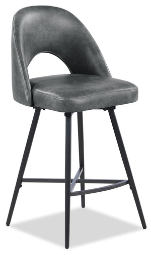 Tabouret Bay de Kort & Co. de hauteur comptoir en tissu de cuir végétalien et en métal avec siège pivotant - anthracite