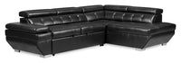  Sofa-lit sectionnel de droite Element avec tissu Leath-Aire - noir