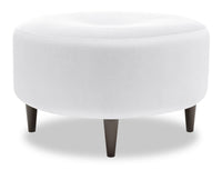  Pouf The Curve de Sofa Lab de 31 po fabriqué au Canada en tissu d’apparence lin - blanc Pax Ice 