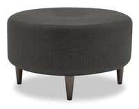  Pouf The Curve de Sofa Lab de 31 po fabriqué au Canada en tissu d’apparence lin - gris Luna Kohl 