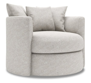 Fauteuil d’appoint pivotant Nest de Sofa Lab personnalisable de 41 po fabriqué au Canada en tissu de chenille argenté Luxury Silver