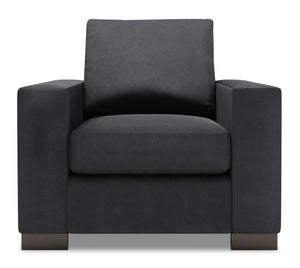 Fauteuil Track de Sofa Lab personnalisable de 38 po fabriqué au Canada en tissu d’apparence lin avec accoudoirs rectilignes - gris Pax Pepper