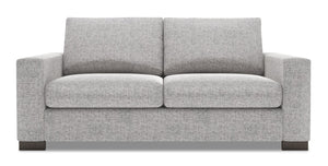 Sofa personnalisable Track de Sofa Lab de 75 po de format condo fabriqué au Canada en tissu d’apparence lin gris Luna Domino 