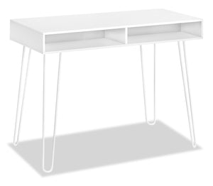 Bureau Ezra de 40 po avec compartiments ouverts - blanc