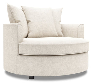 Fauteuil d’appoint Cuddler de Sofa Lab personnalisable de 48 po fabriqué au Canada en tissu de chenille beige Luxury Sand