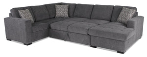 Sofa-lit sectionnel de droite Legend 3 pièces en chenille - poivre