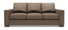 Sofa personnalisable Track de Sofa Lab de 85 po fabriqué au Canada en tissu d’apparence lin brun Luna Praline avec accoudoirs rectilignes