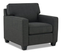  Fauteuil Sawyer en tissu d'apparence lin - gris anthracite 