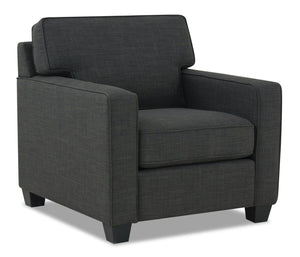 Fauteuil Sawyer en tissu d'apparence lin - gris anthracite