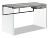 Bureau Isla de 48 po avec tiroir - gris avec base en verre