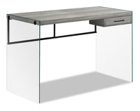 Bureau Isla de 48 po avec tiroir - gris avec base en verre