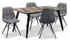 Ensemble de salle à manger Gatsby 5 pièces en métal avec table, rallonge de 47 po à 63 po (L) et 4 chaises - gris