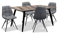  Ensemble de salle à manger Gatsby 5 pièces en métal avec table, rallonge de 47 po à 63 po (L) et 4 chaises - gris