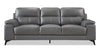 Sofa Sasha de 88,75 po en cuir véritable gris avec pattes en métal