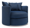 Fauteuil d’appoint pivotant Nest de Sofa Lab personnalisable de 41 po fabriqué au Canada en tissu d’apparence lin - bleu Pax Navy