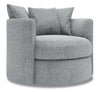 Fauteuil d’appoint pivotant Nest de Sofa Lab personnalisable de 41 po fabriqué au Canada en tissu d’apparence lin gris Luna Pewter