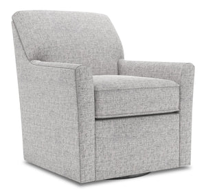 Fauteuil d’appoint pivotant Sofa Lab personnalisable de 31 po fabriqué au Canada en tissu d’apparence lin gris Luna Domino