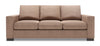 Sofa-lit personnalisable Track de Sofa Lab de 85 po fabriqué au Canada en tissu d’apparence lin brun Pax Wicker avec accoudoirs rectilignes