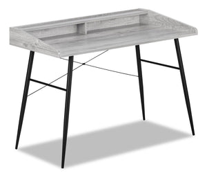 Bureau Jeremy de 47,25 po avec petite crédence - gris