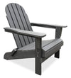 Chaise Adirondack Rio pour la terrasse à l’extérieur, plastique à texture de bois, résistante aux rayons UV et aux intempéries - grise