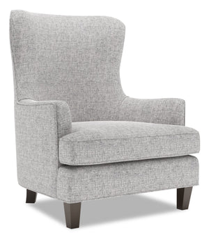 Fauteuil d’appoint à oreilles Sofa Lab personnalisable de 32 po fabriqué au Canada en tissu d’apparence lin - gris Luna Domino