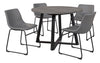 Ensemble de salle à manger Cole 5 pièces en métal et en mélamine avec table ronde de 42 po (L) et 4 chaises grises