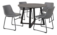  Ensemble de salle à manger Cole 5 pièces en métal et en mélamine avec table ronde de 42 po (L) et 4 chaises grises