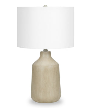 Lampe de table de 24 po béton beige avec abat-jour blanc