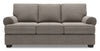 Sofa personnalisable Roll de Sofa Lab de 86 po fabriqué au Canada en tissu d’apparence lin gris Luna Smoke avec accoudoirs enroulés