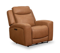  Fauteuil à inclinaison électrique Prescott en cuir véritable - courge musquée