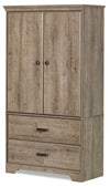 Commode verticale Holt de 33,75 po (L) x 63,5 po (H) à 2 tiroirs avec armoire de rangement pour la chambre à coucher, fabriquée au Canada - brune