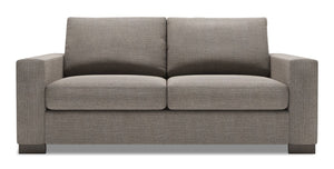 Sofa personnalisable Track de Sofa Lab de 75 po de format condo fabriqué au Canada en tissu d’apparence lin gris Luna Smoke 