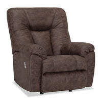  Fauteuil berçant à inclinaison électrique 4703 en tissu d'apparence cuir - ranger café 