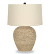 Lampe de table de 25 po en rotin avec abat-jour beige