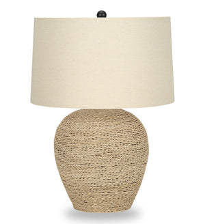 Lampe de table de 25 po en rotin avec abat-jour beige