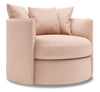 Fauteuil d’appoint pivotant Nest de Sofa Lab personnalisable de 41 po fabriqué au Canada en tissu d’apparence lin rose Pax Rose