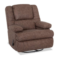  Fauteuil pivotant, berçant et inclinable Columbus de Design à mon image de 34,5 po en tissu d’apparence cuir brun moka