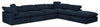 Sofa sectionnel modulaire de style cocon Eclipse 6 pièces en tissu d’apparence lin avec coussins réversibles en duvet et plumes - bleu marine