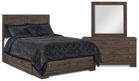  Ensemble de chambre à coucher Yorkdale 5 pièces avec lit de rangement à 6 tiroirs, commode et miroir…
