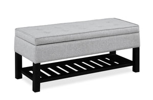 Banc de rangement Ryan de 43,5 po avec tablette inférieure - gris clair