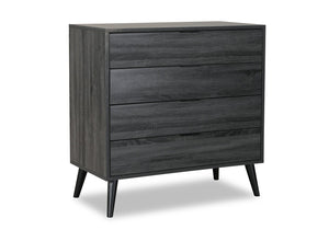 Commode verticale moderne du milieu du 20e siècle Nash de 35,4 po (L) x 35,5 po (H) à 4 tiroirs pour la chambre à coucher - gris foncé