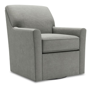 Fauteuil d’appoint pivotant Sofa Lab personnalisable de 31 po fabriqué au Canada en tissu de velours gris Platinum Grey