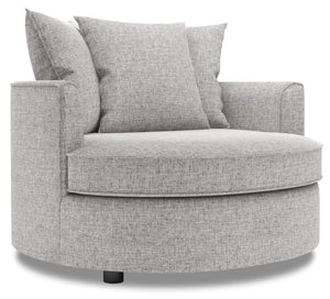 Fauteuil d’appoint Cuddler de Sofa Lab personnalisable de 48 po fabriqué au Canada en tissu d’apparence lin gris Luna Domino