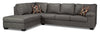 Sofa sectionnel de gauche Morty 2 pièces en tissu d'apparence cuir - gris