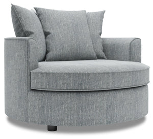 Fauteuil d’appoint Cuddler de Sofa Lab personnalisable de 48 po fabriqué au Canada en tissu d’apparence lin gris Luna Pewter