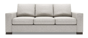 Sofa personnalisable Track de Sofa Lab de 85 po fabriqué au Canada en tissu de chenille argentée Luxury Silver avec accoudoirs rectilignes