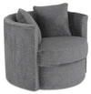 Fauteuil d’appoint pivotant Cuddler Petite de 36 po fabriqué au Canada en tissu de chenille gris Teddy Nightfall