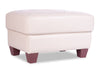 Pouf Vita de Château d’Ax de 31 po en cuir 100 % véritable avec coutures à motif de diamant et pattes en bois - blanc fumée