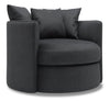 Fauteuil d’appoint pivotant Nest de Sofa Lab personnalisable de 41 po fabriqué au Canada en tissu d’apparence lin gris Pax Pepper